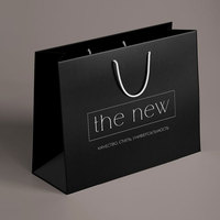 Sacs en papier d'emballage de luxe noirs pour chaussures et vêtements, imprimés avec logo personnalisé, pour le shopping, les cadeaux et les bijoux