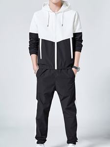 ชุดเสื้อแจ็คเก็ตและกางเกงกีฬาผู้ชายสไตล์สปอร์ต ผลิตจากผ้าสแปนเด็กซ์/คอตตอน แห้งเร็ว พิมพ์ลายดิจิทัล พร้อมผ้าถัก - Product Image 2