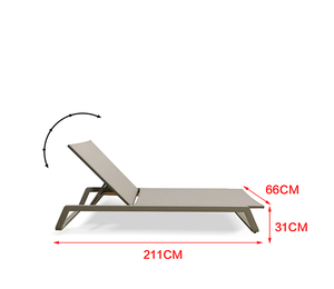 समायोज्य हथियारों और स्टैकेबल एल्यूमिनियम फ्रेम बीच चाइज़ सन बेड लाउंज के साथ यूरोपीय स्लिंग चाइज़ लाउंज - Product Image 5