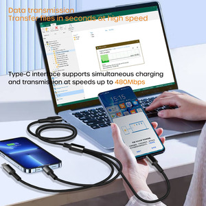 5 trong 1 60W PD sạc nhanh nylon bện Cáp USB cho <span class=keywords><strong>iPhone</strong></span> Samsung hiệu quả truyền dữ liệu USB C sạc cáp - Product Image 5