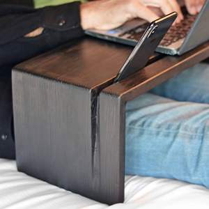 Rehausseur d'écran en bois avec rangement pour bureau, petit <span class=keywords><strong>support</strong></span> d'écran, plateau de <span class=keywords><strong>canapé</strong></span> en bois pour écran TV, organisateur individuel pour salon - Product Image 5