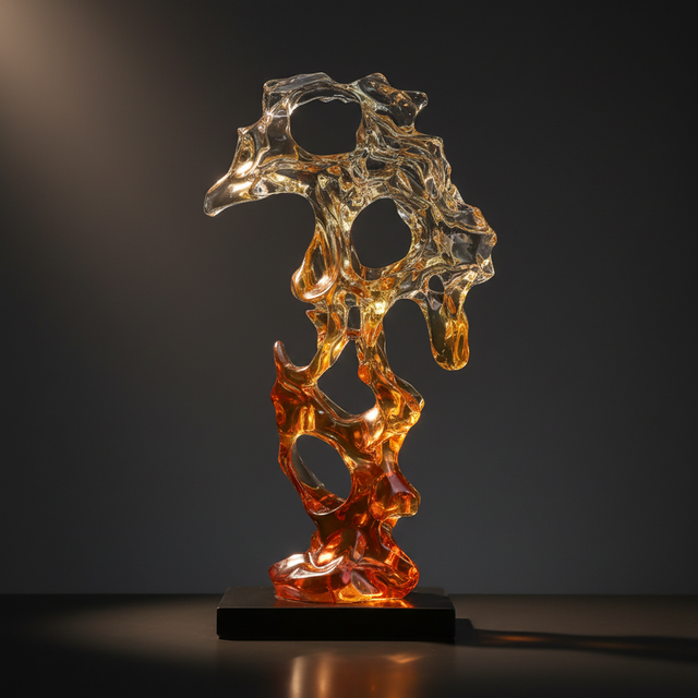 Chic Abstract Scholar Rock Transparent Resin Sculpture Stunning Light Diffusion High-End Decor