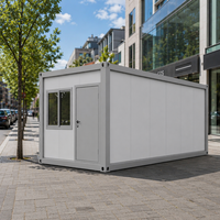 Casa Container Prefabbricata Grigio Chiaro con Struttura in Acciaio Moderna, Unità Singola, per Ufficio in Cantiere, Guardia, Scuola e Hotel