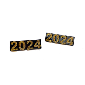 Barrette à cheveux unisexe en acétate sur le thème 2024, 5 cm, avec paillettes dorées, design numérique, accessoires de cheveux élégants, logo personnalisé pour le Nouvel An - Product Image 6