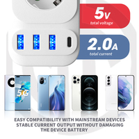 Multiprise avec prises mixtes Schuko et triangulaires, charge rapide, protection contre les surcharges, rallonge