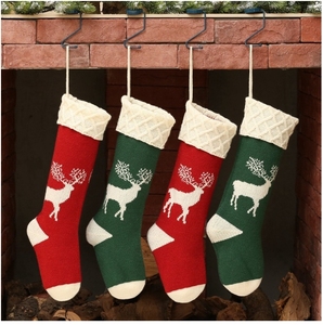 Calcetines navideños de lana de punto, bolsa de regalo, adorno colgante, escena del festival, decoración de estilo alce, soporte dulce, venta al por mayor, 1 Uds. - Product Image 1