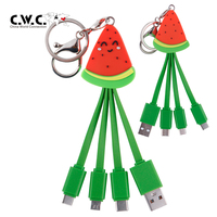 Porte-clés Pastèque d'été, Câble de charge USB 3 en 1 et 4 en 1 multi-interface pour tablette et téléphone portable
