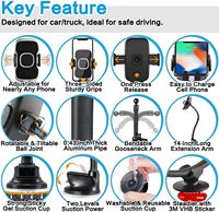 Soporte para Teléfono de Coche con Brazo Flexible, Venta al por Mayor, Brazo Largo de 14 Pulgadas con Ventosa, Antivibración para Parabrisas y Salpicadero, Logotipo Personalizado, Compatible con Todos los Smartphones