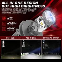 Ampoules de phare de projecteur MINI 9006 HB4 H7 H11 avec puces LED GC-7035 45W 6000LM Tube en cuivre pour phares LED de voiture 12V