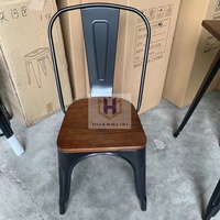 Vente en gros chaise de salle à manger industrielle bistro style vintage empilable pour café avec siège en bois métal pour restaurant