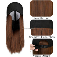 Casquette Perruque Cheveux Synthétiques Bob Courte de Haute Qualité en Gros, Casquette de Baseball avec Perruque Noire pour Femmes
