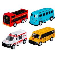 Miniatures de voitures en alliage moulé sous pression, motos, bus et camions de fret à rétrofriction, ensemble de modèles, boîte cadeau, jouets promotionnels en gros