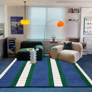 Alfombra de terciopelo cristalino rectangular con patrón geométrico antideslizante para sala de estar y dormitorio - Product Image 2