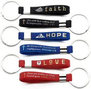 Cheap Faith Hope Love Christian Porte-clés avec Versets bibliques-Vente en gros de porte-clés en caoutchouc de silicone pour cadeaux religieux