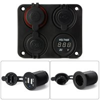 Encendedor de Cigarrillos Universal 4 en 1 + Voltímetro + Panel de Cargador con Doble Puerto USB LED para Autos y Motocicletas de 12V
