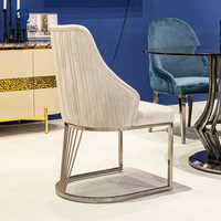 QIANCHENG maison de luxe dîner meubles fournisseur tissu accent moderne salle à manger table de velours à manger chaises