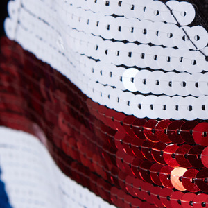 Abito Mini con Paillettes Bandiera Americana Patriottica Senza Maniche con Spalline Sottili per Donna - Product Image 3