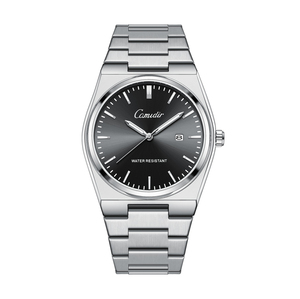 Service OEM ODM – Bracelet en acier inoxydable massif conique intégré pour <span class=keywords><strong>homme</strong></span>, montre minimaliste avec calendrier simple et cadran bleu soleil, idéale pour le quotidien - Product Image 1