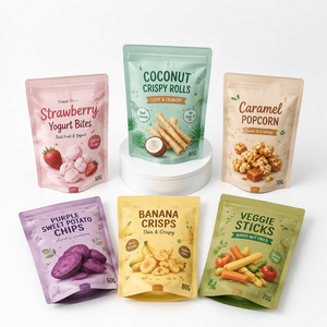 Customized Printed PE/PET Stand up <b>Pouch</b> with Zipper Lock Food Grade Odor Proof for Milk Candy Snacks & Other Packaging bag - Product Image 1