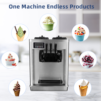 Machine à glace molle commerciale 3 saveurs 18-25 L/h CE Nettoyage automatique pour café, snack-bar, food truck 110V 220V