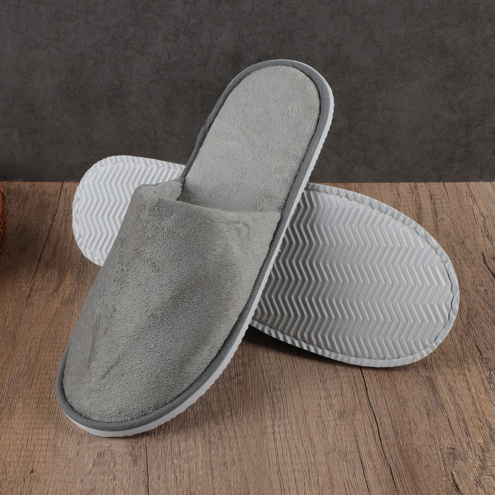 Chaussons deux pièces gris imitation coton JC-61