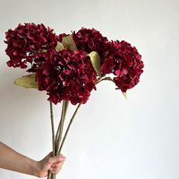 Bunga Hydrangea Kepala Besar Kering Buatan Multi-Warna, Dekorasi Modern Buatan Tangan untuk Pernikahan, Hotel, dan Lobi