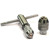 Juego de Machos y Terrajas Manuales de 2 Piezas con Llave de Trinquete, Cabezas Intercambiables para Roscado Derecho/Izquierdo, 1/8 1/4 Pulgadas M3 M6, Herramienta Cromada