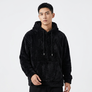 Sweat à capuche unisexe en polaire douce et moelleuse 100 % polyester de haute qualité, coupe oversize à épaules tombantes, idéal pour l'hiver, pour homme, ODM - Product Image 5