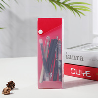 Étui de papeterie semi-transparent en plastique, design givré avec bouton-pression, impression UV, 20*7.5*2.6cm, marque NADE, pour étudiants