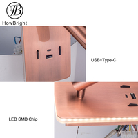 Lampe murale LED minimaliste avec port de charge USB Type-C, double lumière 3W+6W, 350 °   Applique murale rotative en aluminium et fer pour chambre à coucher