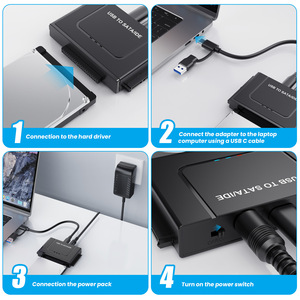Adaptador USB a SATA <span class=keywords><strong>IDE</strong></span>, carcasa externa para <span class=keywords><strong>disco</strong></span> <span class=keywords><strong>duro</strong></span> de 2,5 y 3,5 pulgadas con fuente de alimentación y cable de datos para PC y portátil - Product Image 2