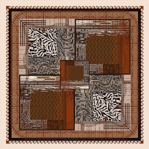 70x70cm Retro Patchwork Zebra Print Polyester <b>Scarf</b> Geometric Satin <b>Square</b> Neck <b>Scarves</b> for Women Office & Street Style - Product Image 3