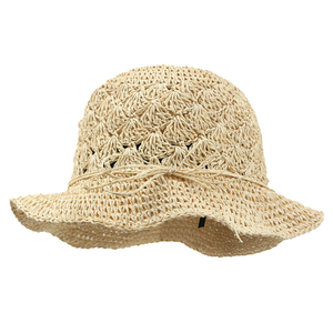 Sombrero de Paja Tejido a Crochet para Mujer, Plegable, de Ala Ancha, Protección UV, con Lazo, Elegante, para Playa y Verano - Product Image 1