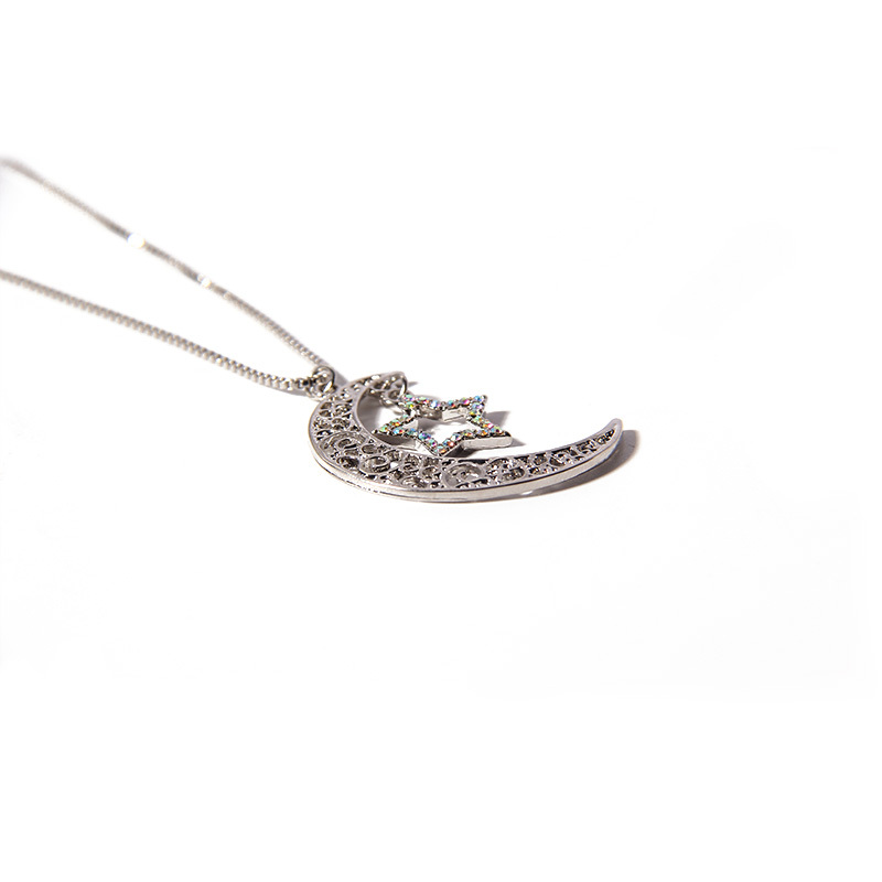 V & R joyas schmuck de diamantes de imitación de cristal chapado en rodio COLLAR COLGANTE de metal sol Luna estrella collar