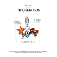 MULA Silver Fashion Octopus Starfish Fish Pendant Charms With Zircon Classic Jewelry Parties Silver Plated