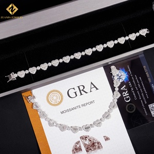 Instock Hot Sale Heart Shape 925 Silver Hiphop Jewelry <b>Iced</b> <b>Out</b> VVS Moissanite Diamond Cuban Bracelet - Product Image 4
