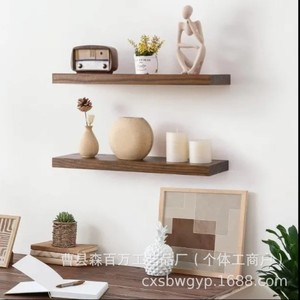 <b>Wall</b> <b>Mounted</b> <b>Shelf</b> Solid Wood Single Tier Rectangle Living Room Storage Durable - Product Image 2