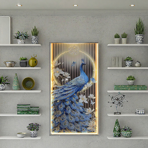 2026 Modern Luxury Canvas Peacock <b>Wall</b> Frame Electronic Led <b>Clock</b> Durable Quality Still Life Abstract Art Home Decor Living Room - Product Image 1