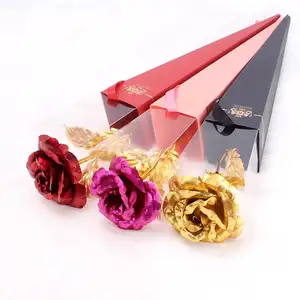 Kotak obor dekorasi bunga mawar daun emas 24K, kotak obor untuk buket Tanaman kerajinan Hari Valentine, dekorasi kreatif tanaman sentuhan asli