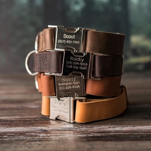 <span class=keywords><strong>Collar</strong></span> de perro de cuero con hebilla de Metal, Logo grabado personalizado, rústico - Product Image 3