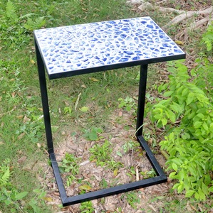 Tavolino Laterale in Metallo con Piedi Decorati a Mosaico per Esterni e Tempo Libero - Product Image 3