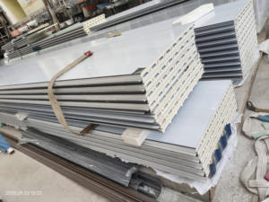 Fábrica a prueba de fuego a prueba de agua PU Panel sándwich techo aislado paneles de techo de aluminio para construir casas Villa tejas de Metal - Product Image 2