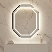 Miroir de salle de bain LED moderne éclairé argenté avec anti-buée, température de couleur 3000K-6000K, pour hôtels, salons et hôpitaux