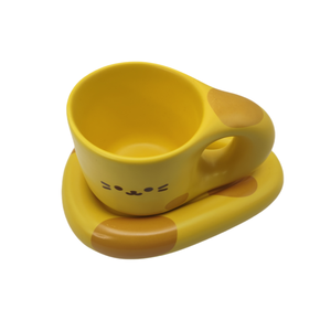 แก้วเซรามิคทรงน่ารักพุงป่อง ขนาด 10 ออนซ์ พร้อมจานรอง สำหรับลาเต้ ชา นม - Product Image 5