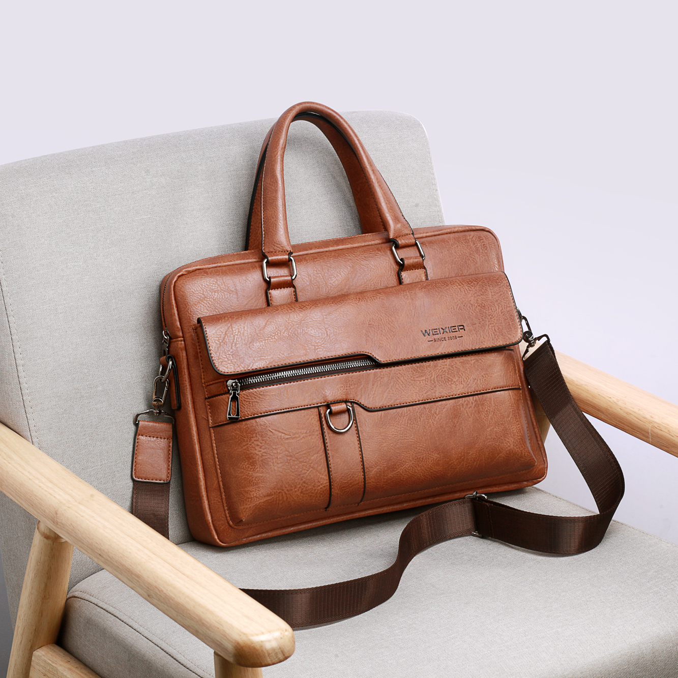 Оптовая продажа, Высококачественный новый деловой портфель в стиле ретро для мужчин, вместительная водонепроницаемая сумка из искусственной кожи