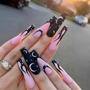 <span class=keywords><strong>Uñas</strong></span> Postizas al por Mayor OEM ODM Hechas a Máquina, Largas, Forma Ataúd, Cuadradas, Francesas, <span class=keywords><strong>Negras</strong></span>, Blancas, con Diamantes de Imitación, de Leopardo, Reutilizables - Product Image 1
