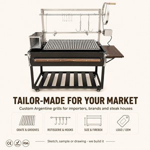 Parrilla Argentina para Asado con Rejilla de Cocción en V y Elevación por Manivela, Cuerpo de Acero con Recubrimiento en Polvo, Tamaño Personalizado para Barbacoa al Aire Libre - Product Image 3