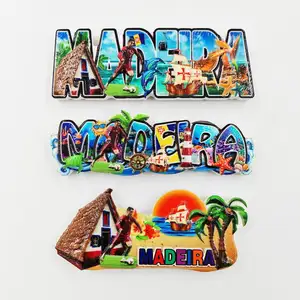 Imanes de nevera artesanales de resina pintura a mano personalizada recuerdos de viaje MADEIRA creativos imanes de nevera de impresión de máquina 3D