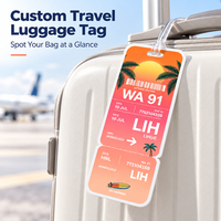Ilustrasi Pemandangan Kota Pesawat Terbang yang Hidup, Label Bagasi Agen Perjalanan Slimline dengan Penutup Tali untuk Tas Duffel