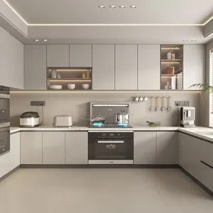 Stile casale Design MDF nuovo modello di mobili da cucina modulari mobili da cucina moderna lacca muro armadio da cucina